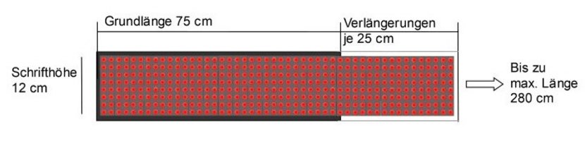  LED Laufschrift P10 Rot 300 cm x 20 cm